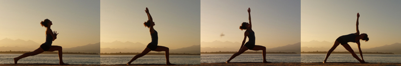 Yoga horizon coucher soleil silhouette